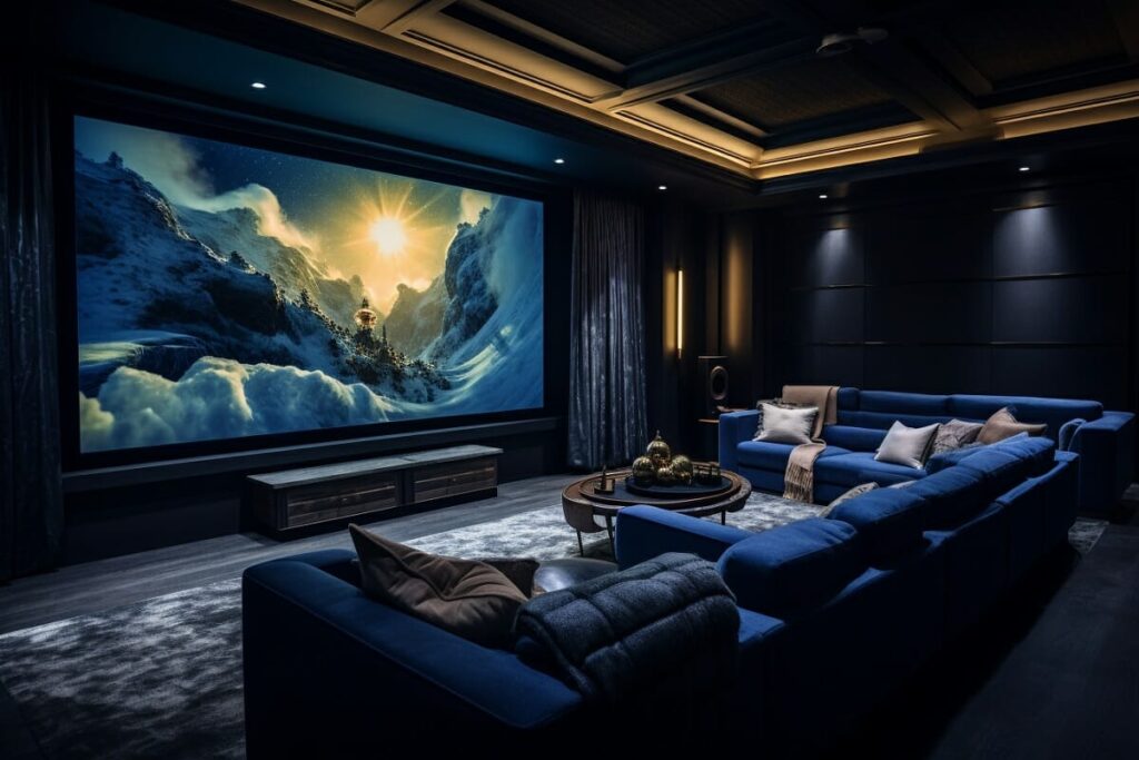 Zona de cinematograf într-o zonă a casei, este varianta perfectă pentru un plus de relaxare și confort. Living roomul este unul dintre principalele spații dintr-o locuință, fiind destinația ideală pentru relaxare, socializare și petrecerea timpului liber alături de familie și prieteni.